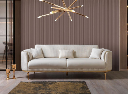 3-seater sofa designer sofa couch upholstered sofas textile white modern three-seater